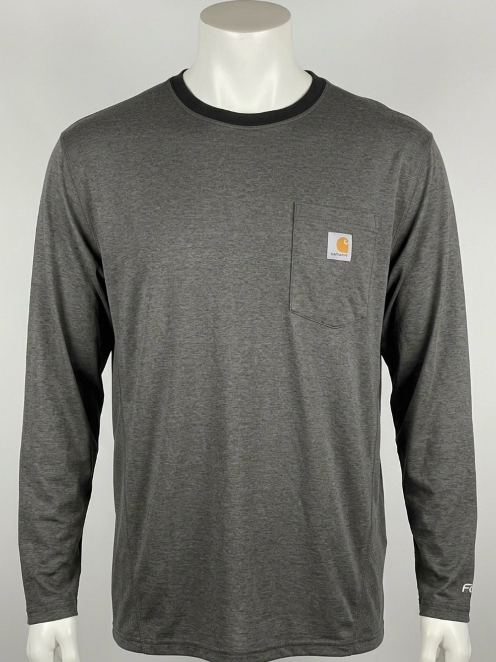 Carhartt Men’s Force Long Sleeve Pocket T Shirt Carbon Heather Gray Relaxed Fit